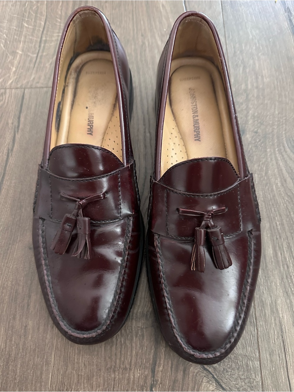 Johnston & Murphy Men’s Burgundy Leather Tassel Loafers